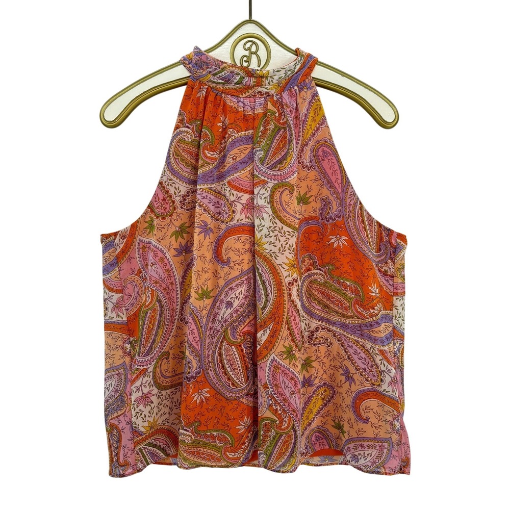 1. State Paisley Halter Blouse Womens XL Boho Festival Sleeveless Top Spring